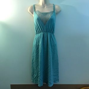 Forever 21 Lace Inset Midi Dress, teal, medium